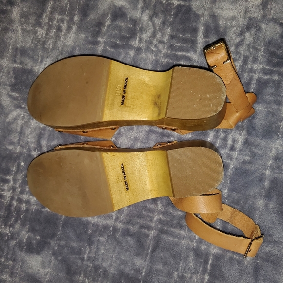 Lulu's Cognac Leather Open-Toe Clog Sandals - Picture 7 of 7